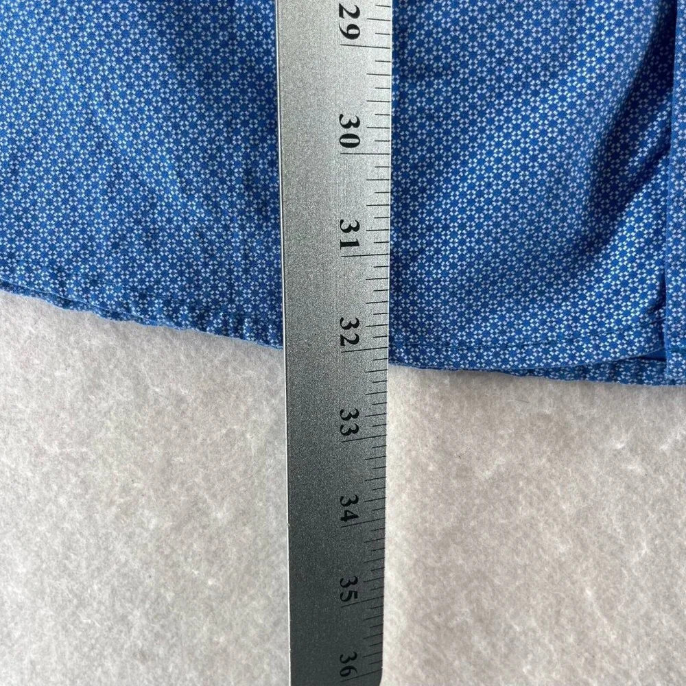 Monument Shirt Mens Sz 2X Printed Check Button Front Short Sleeve Cotton Blue - Picture 10 of 10